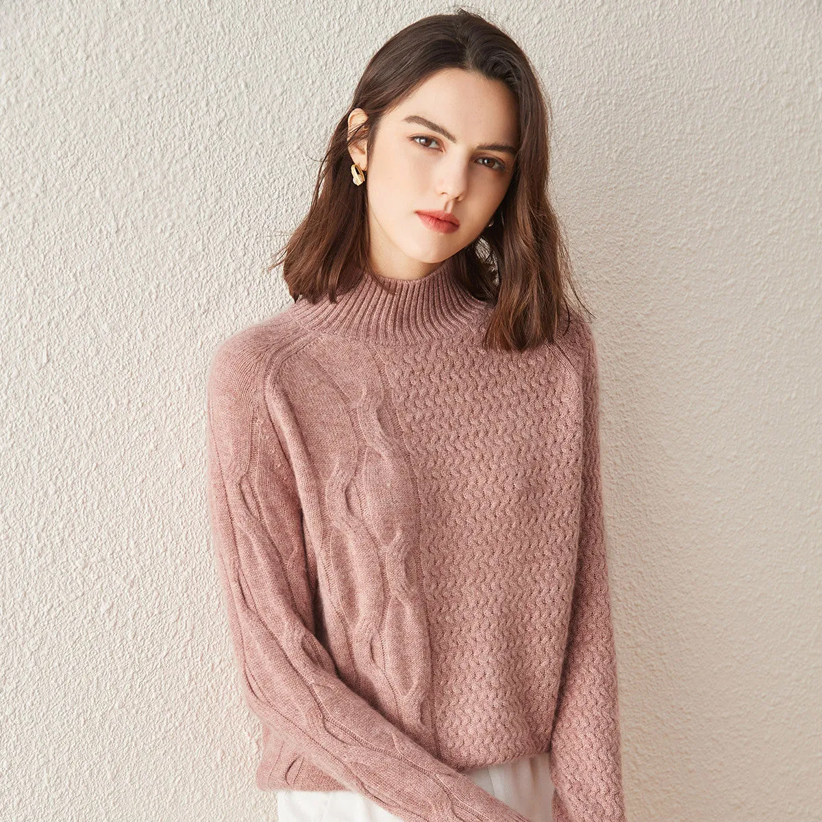 100% Cashmere Mock Neck Knit Sweater