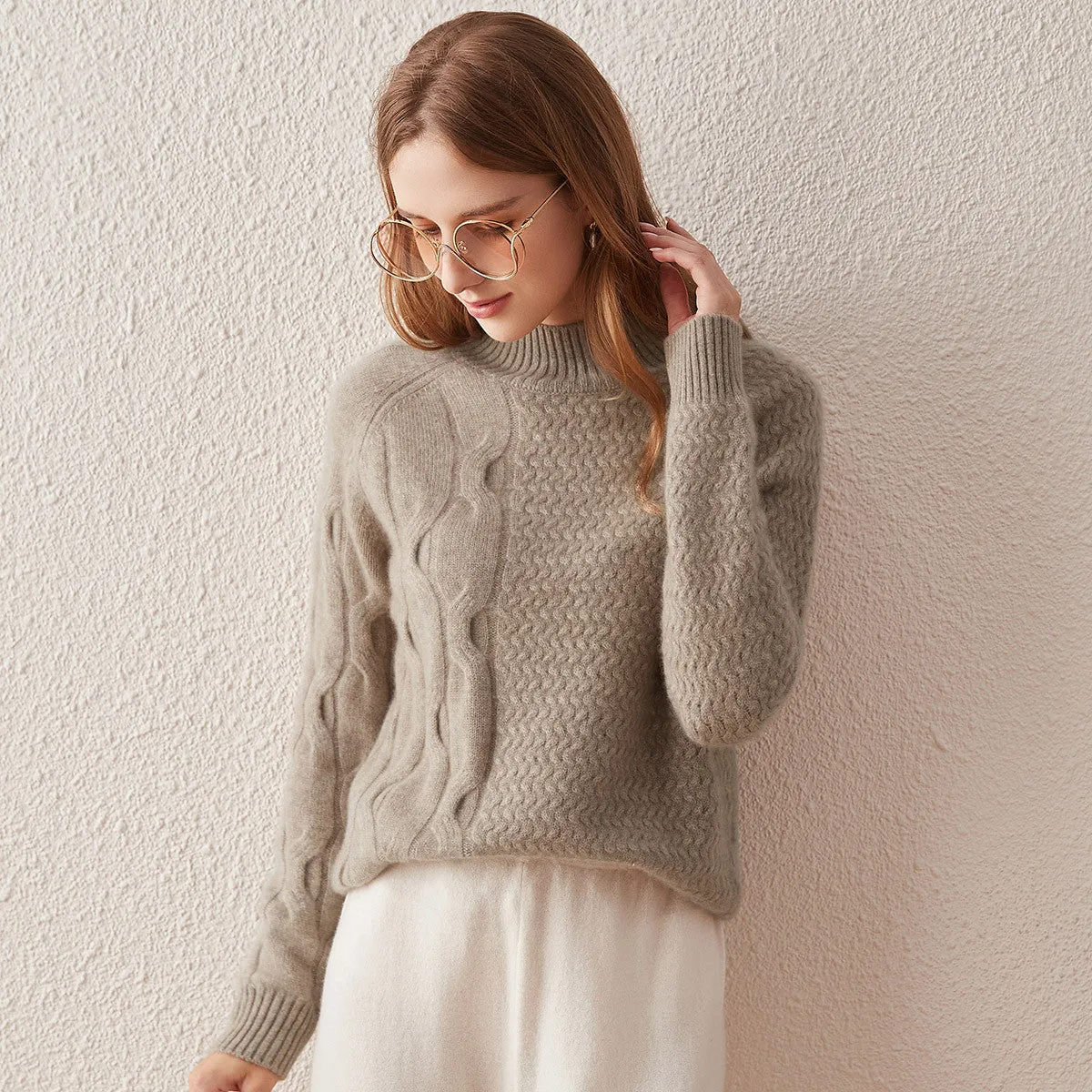 100% Cashmere Mock Neck Knit Sweater