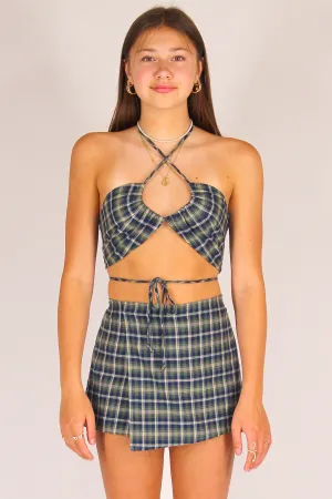 70's Halter - Flannel Green Plaid