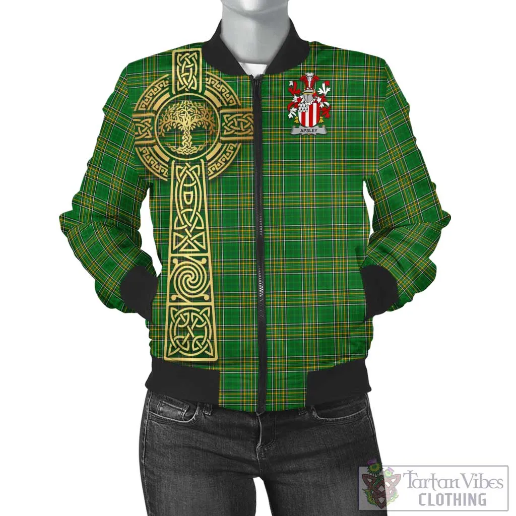 Apsley Irish Clan Tartan Bomber Jacket with Coat of Arms Celtic Tree of Life Style