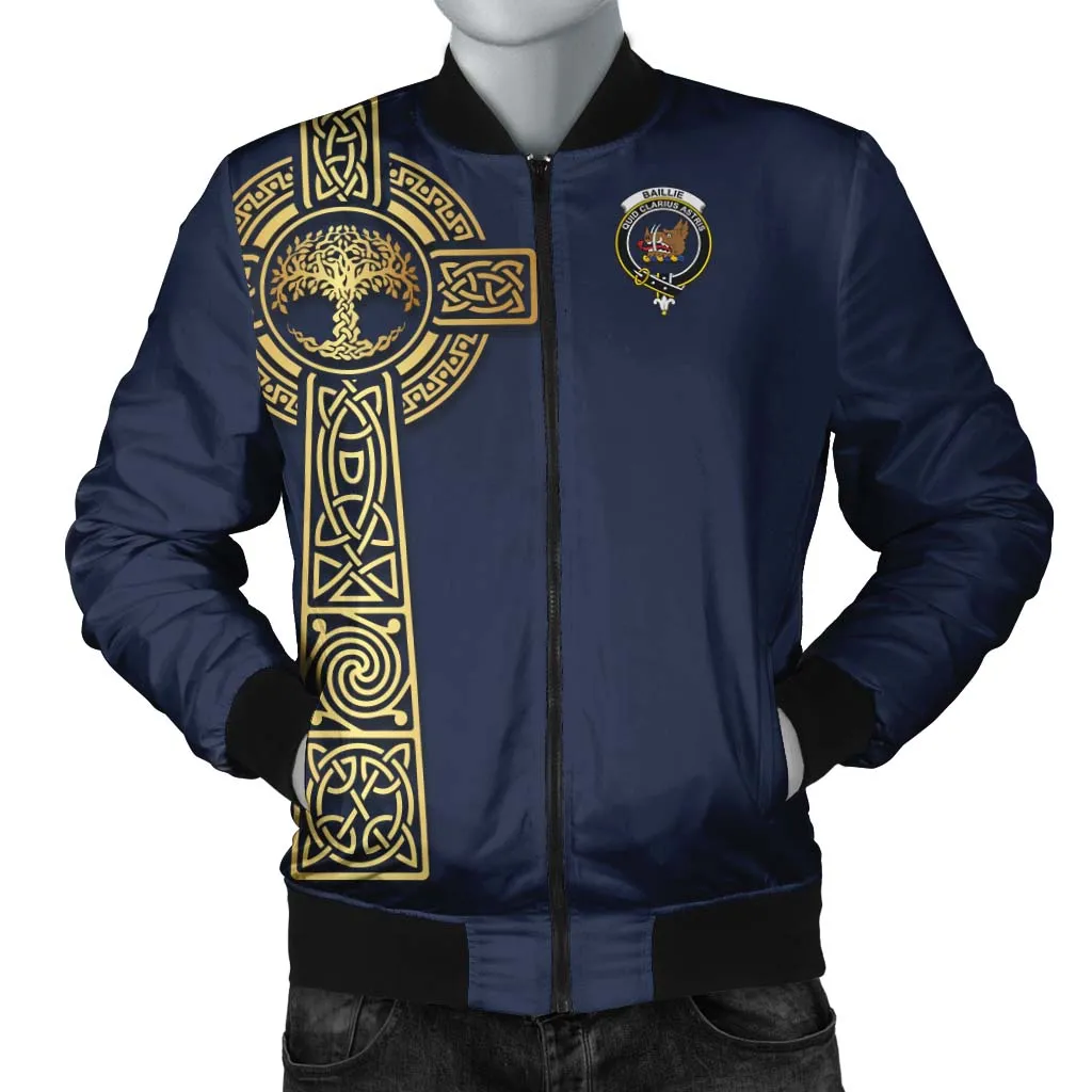 Baillie (Bailey) Clan Bomber Jacket with Golden Celtic Tree Of Life