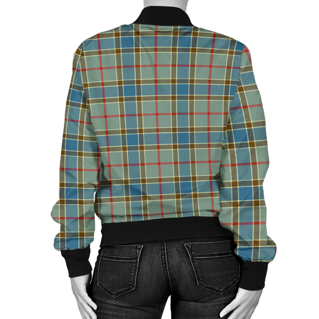 Balfour Blue Tartan Bomber Jacket with Family Crest