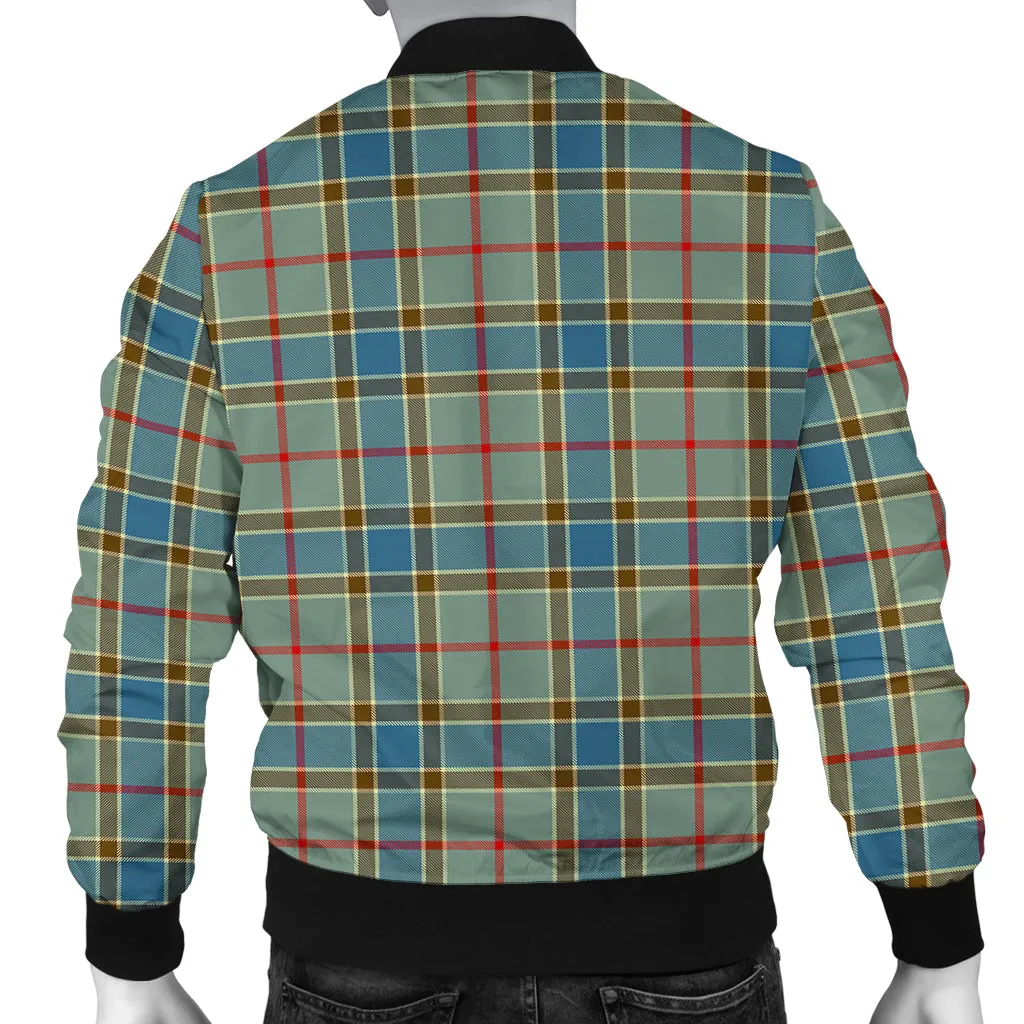 Balfour Blue Tartan Bomber Jacket with Family Crest