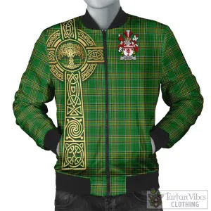 Bergin Irish Clan Tartan Bomber Jacket with Coat of Arms Celtic Tree of Life Style