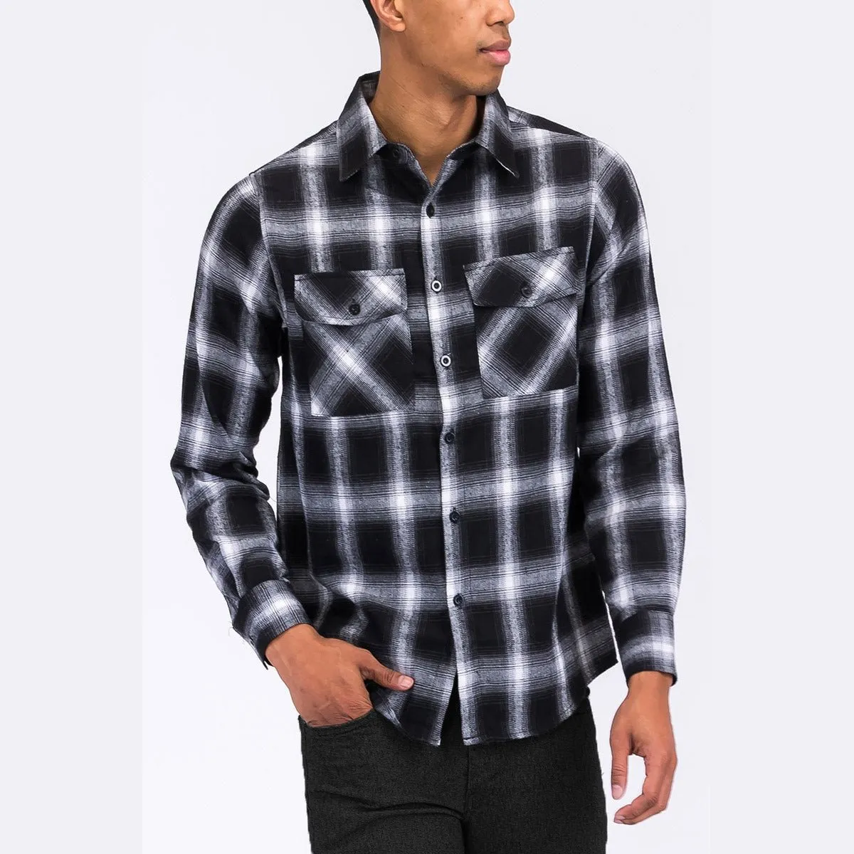 Black Checkered Flannel Shirt