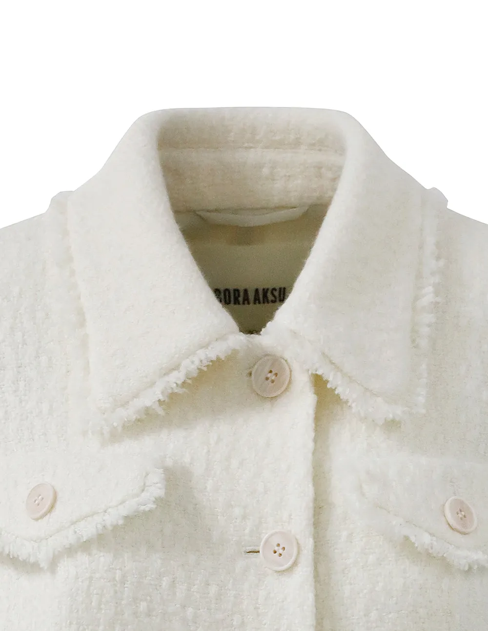 BORA AKSU Pure white tweed lapel jacket