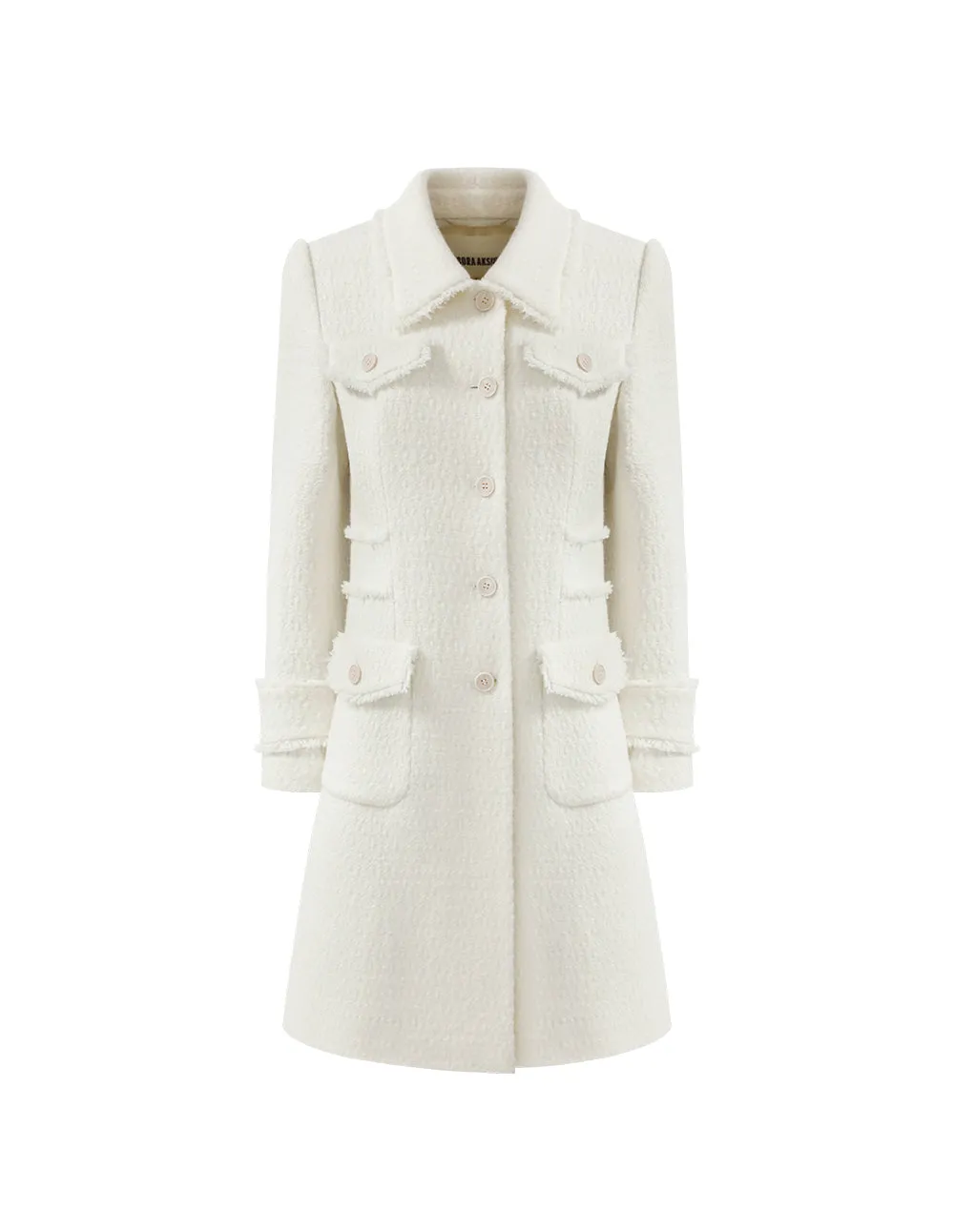 BORA AKSU Pure white tweed lapel jacket