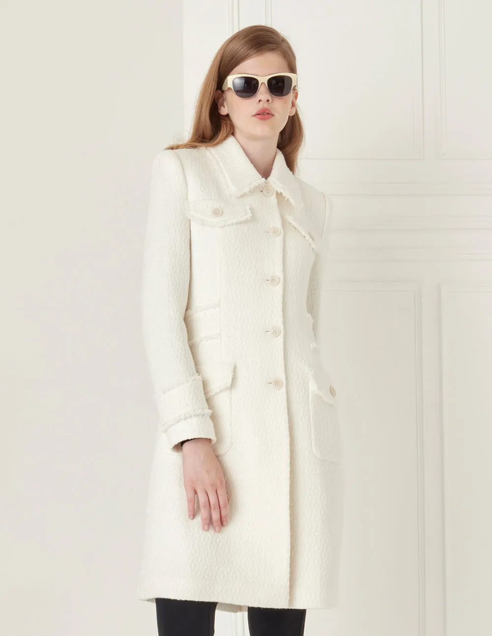 BORA AKSU Pure white tweed lapel jacket