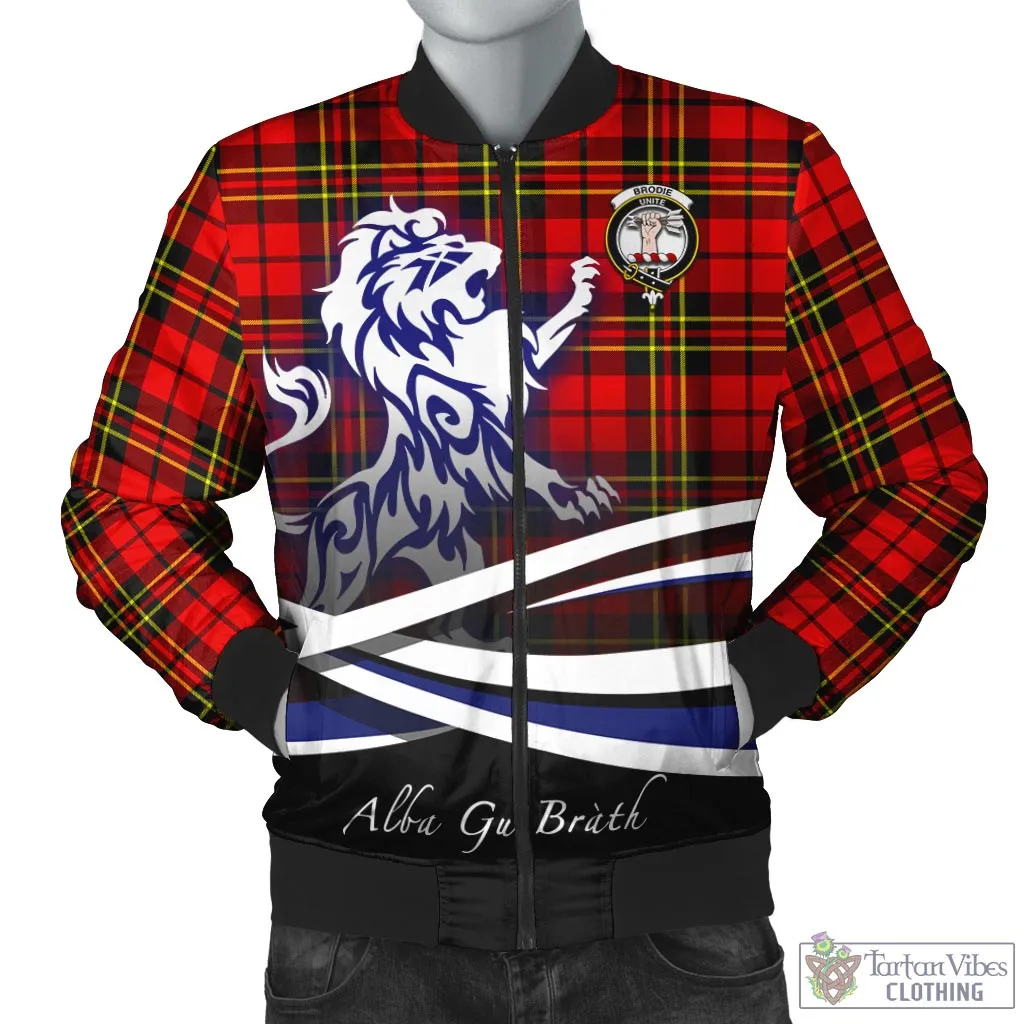 Brodie Modern Tartan Bomber Jacket with Alba Gu Brath Regal Lion Emblem