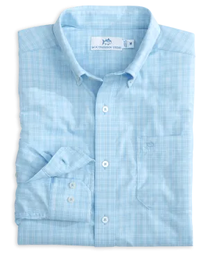 brrr° Intercoastal Pettigru Plaid Long Sleeve Sport Shirt - Clearwater Blue