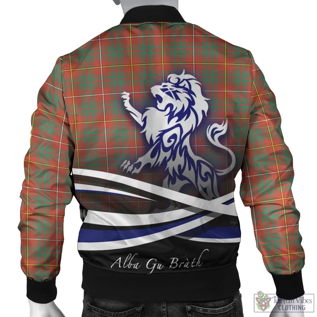 Bruce Ancient Tartan Bomber Jacket with Alba Gu Brath Regal Lion Emblem