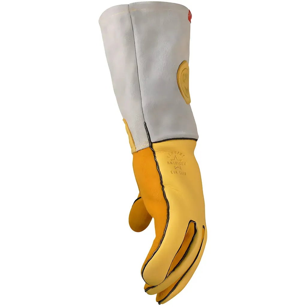 Caiman 1485-4 Elk Skin MIG/Stick Welder's Glove with an Unlined Palm and FR Wool Lined Back