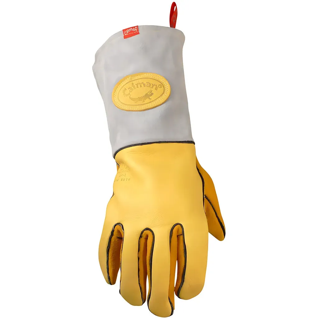 Caiman 1485-4 Elk Skin MIG/Stick Welder's Glove with an Unlined Palm and FR Wool Lined Back