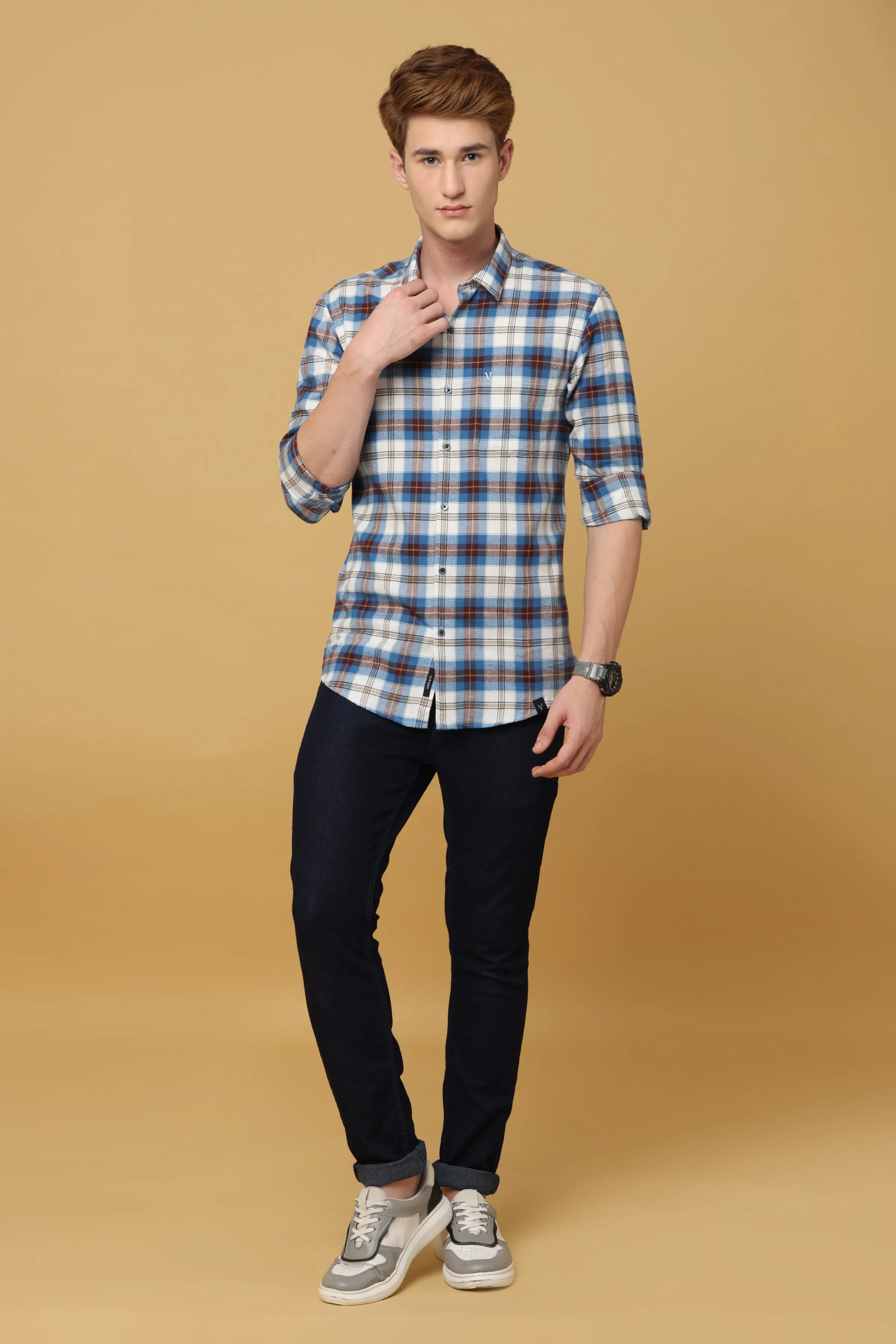 Classic Plaid Cotton Blend Shirt