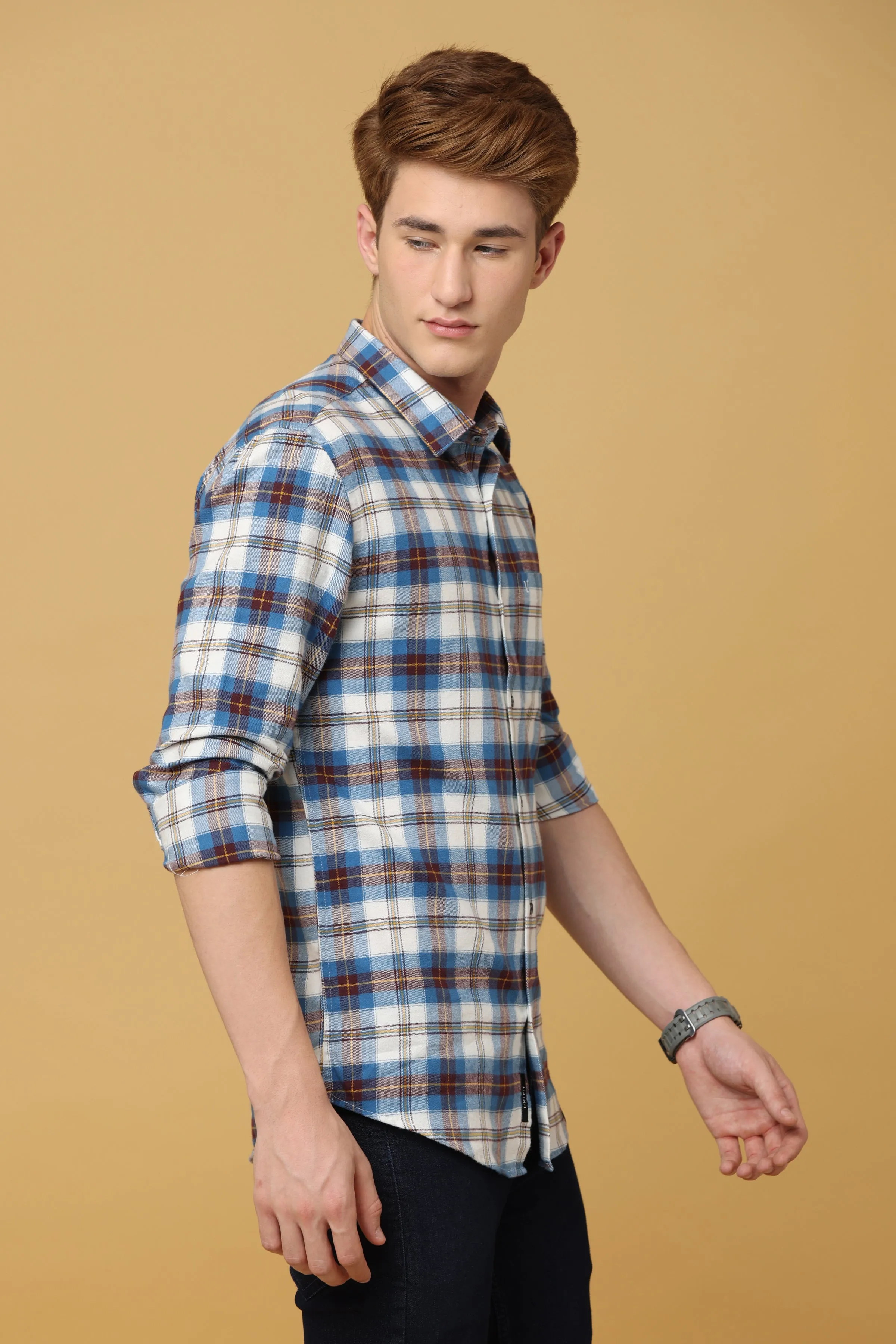 Classic Plaid Cotton Blend Shirt