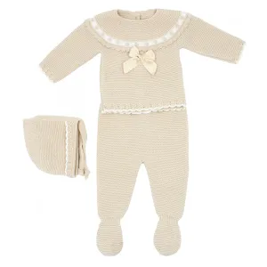 Cubo Magico Made in Portugal Newborn Baby Shirt, Footed Pants and Beanie 3-Piece Outfit Set