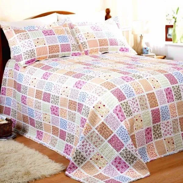 Ella Quilted Bedspread Patchwork - Pink