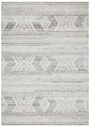 Esha Woven Tribal Rug Silver Grey