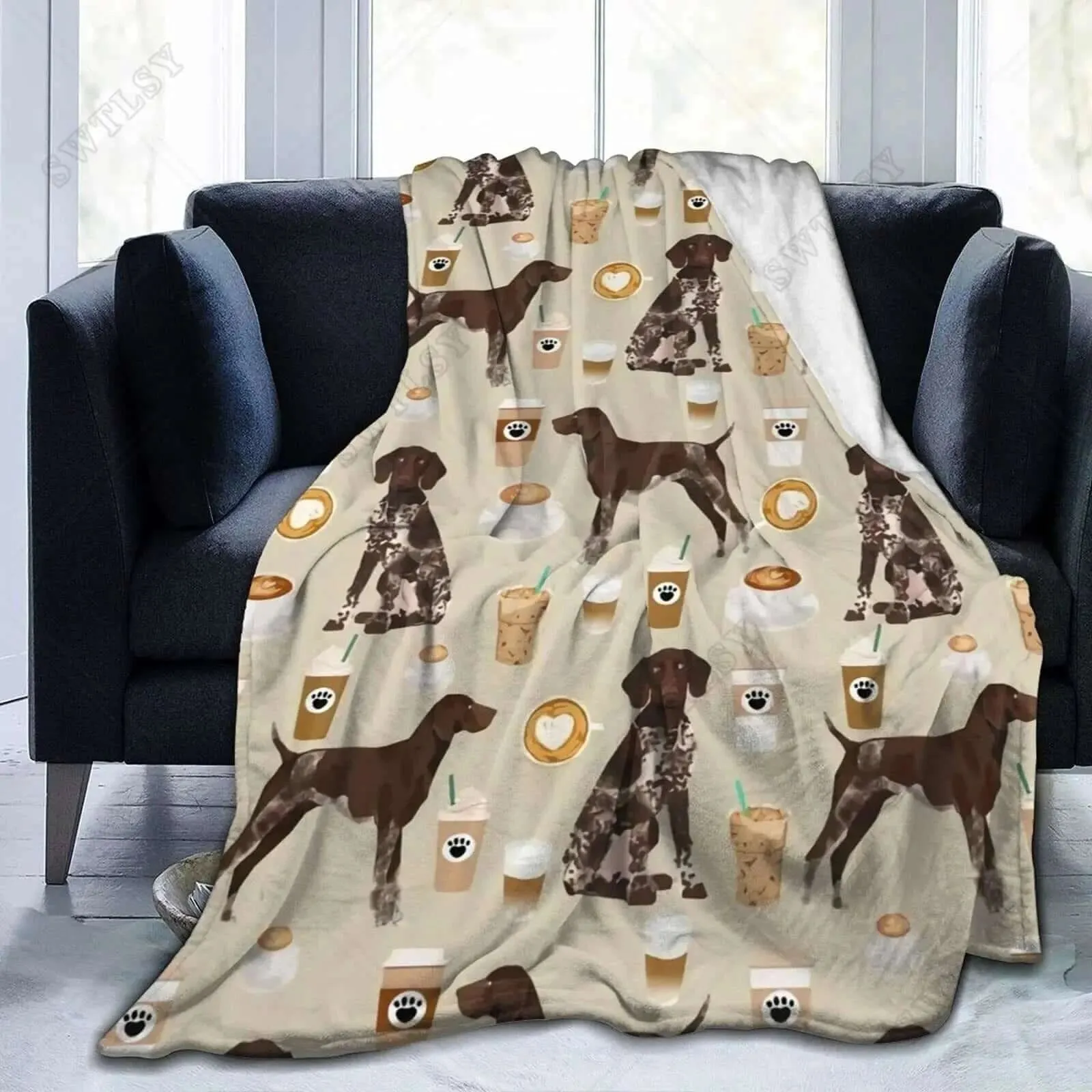 German Shorthaired Pointer Flannel Fleece Throw Blanket