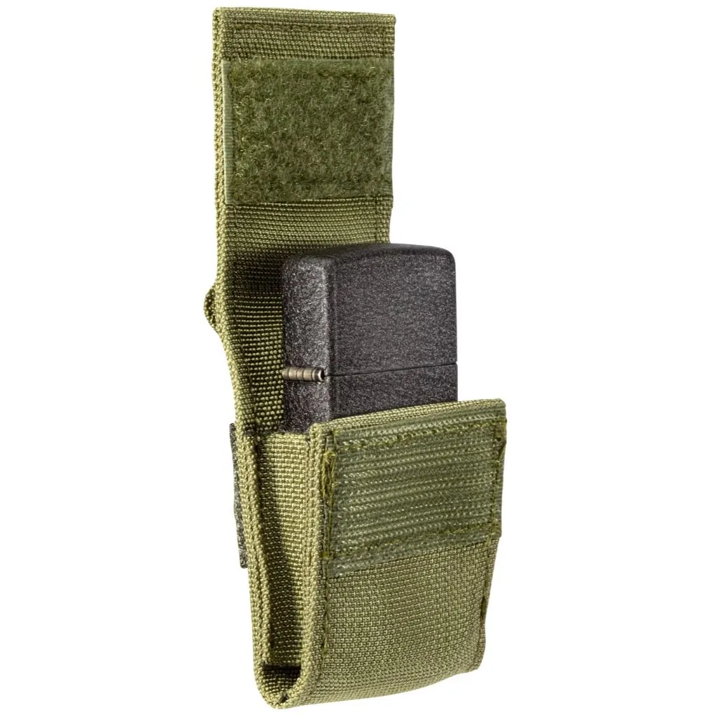 Green Tactical Pouch and Black Crackle Windproof Lighter Gift Set