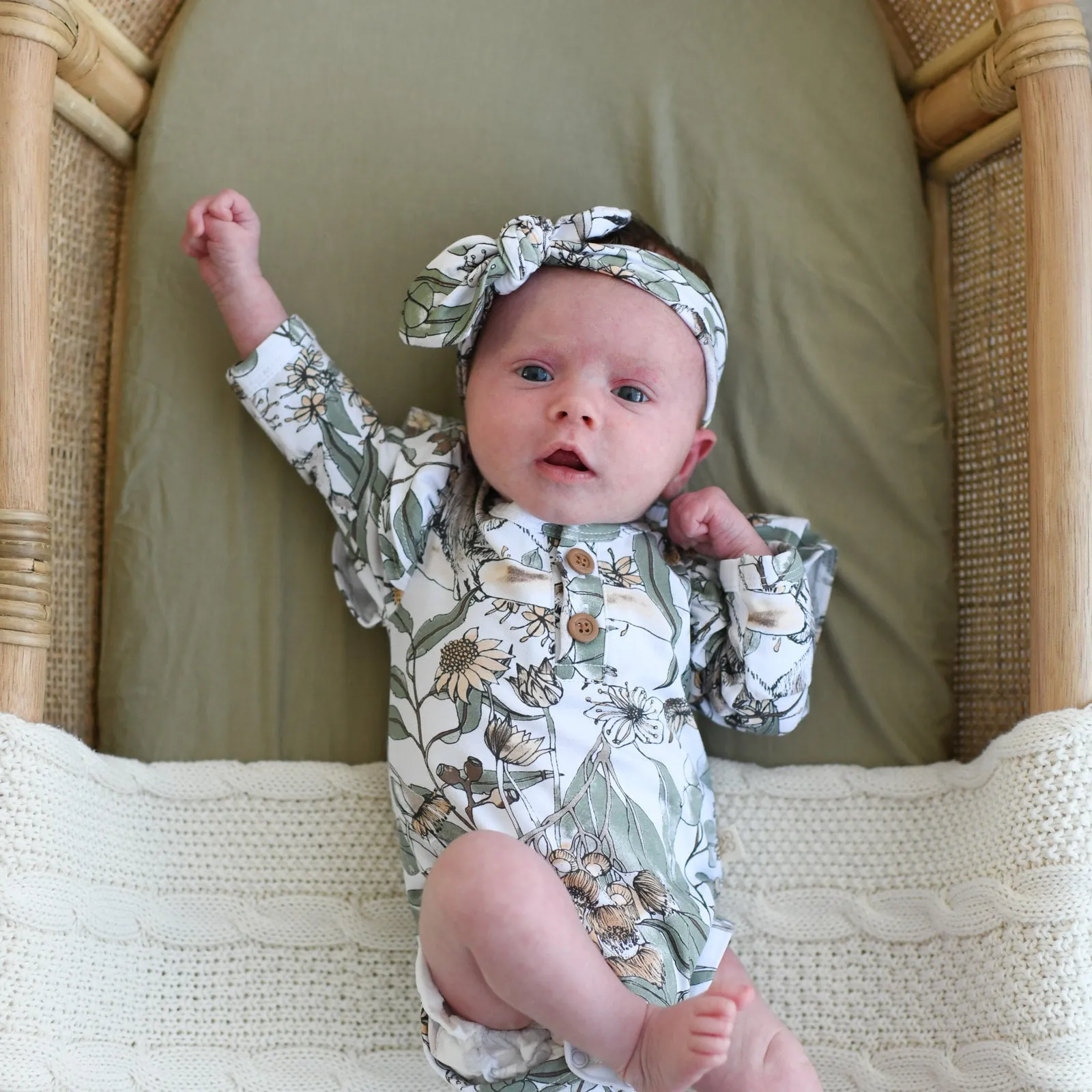 KOKO flutter long sleeve organic cotton bodysuit