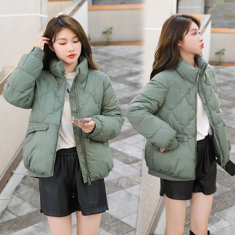 Lightweight Zip-Up Cropped Puffer Jacket