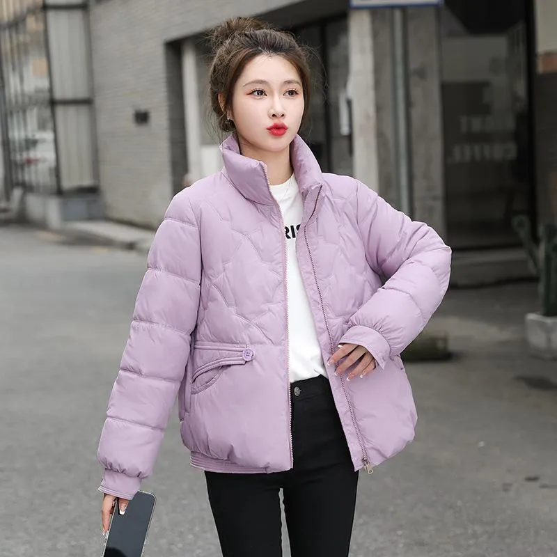 Lightweight Zip-Up Cropped Puffer Jacket