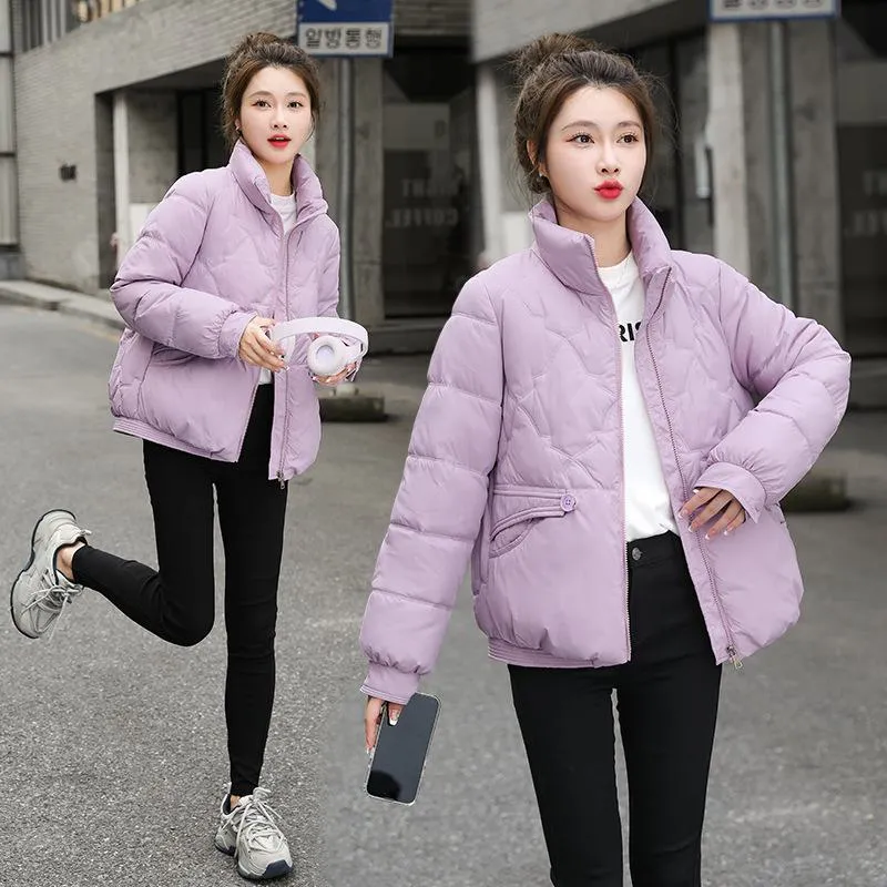 Lightweight Zip-Up Cropped Puffer Jacket