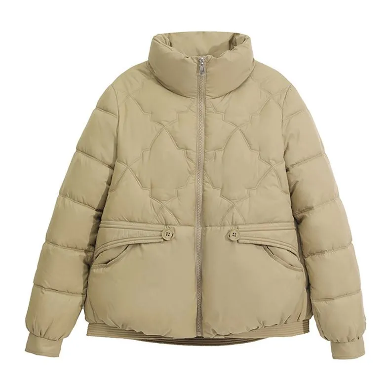 Lightweight Zip-Up Cropped Puffer Jacket