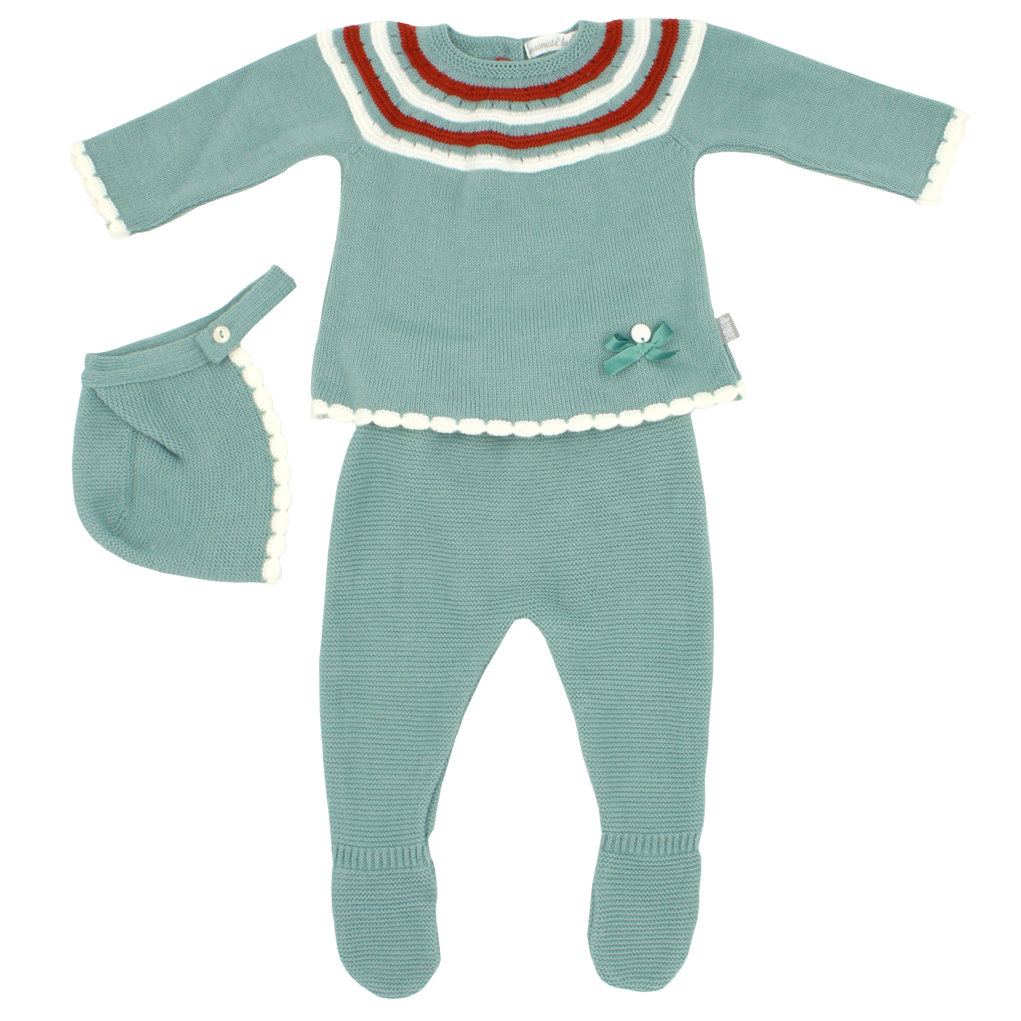 Maiorista Made in Portugal Baby Shirt, Footed Pants and Beanie 3-Piece Outfit Set