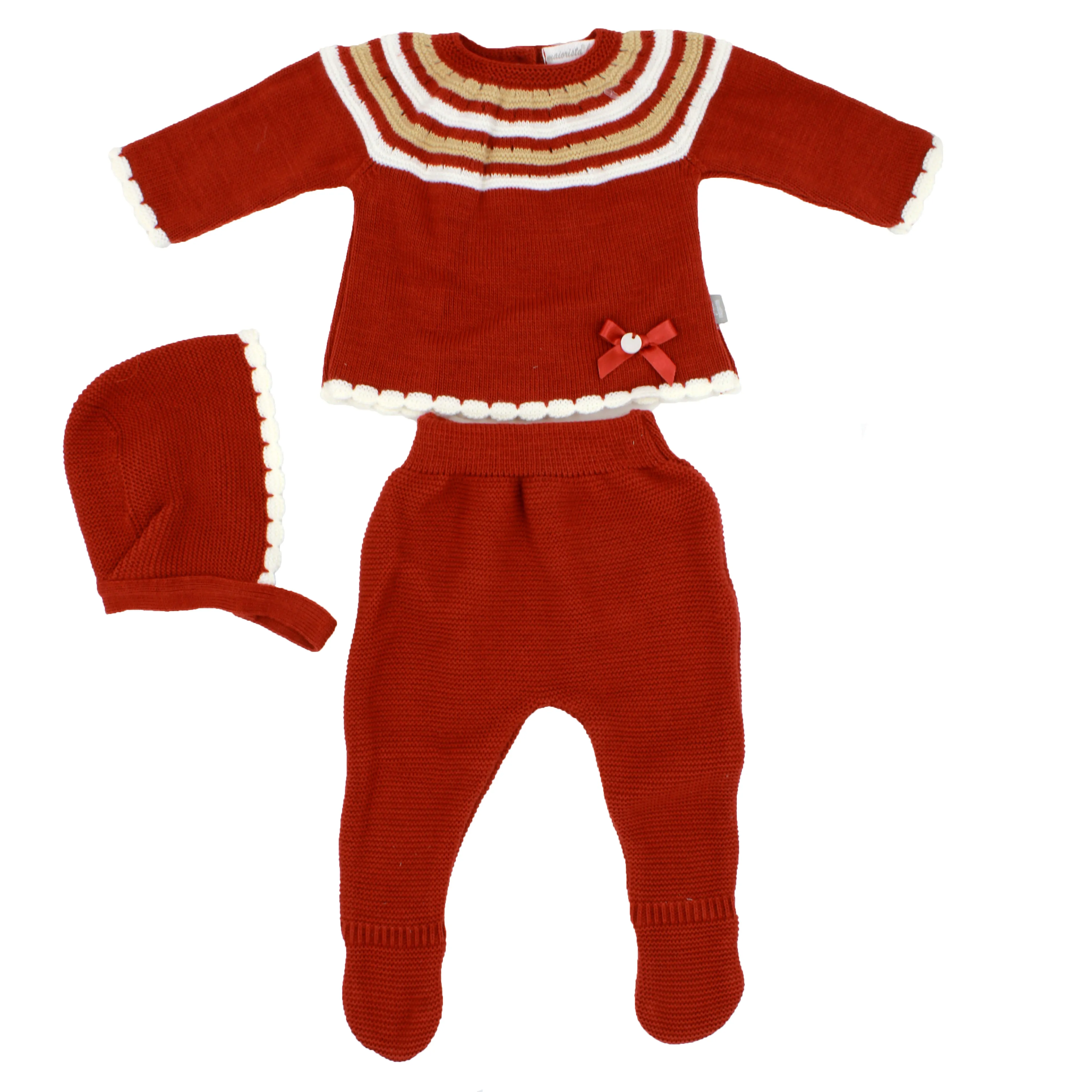 Maiorista Made in Portugal Newborn Baby Shirt, Footed Pants and Beanie 3-Piece Outfit Set