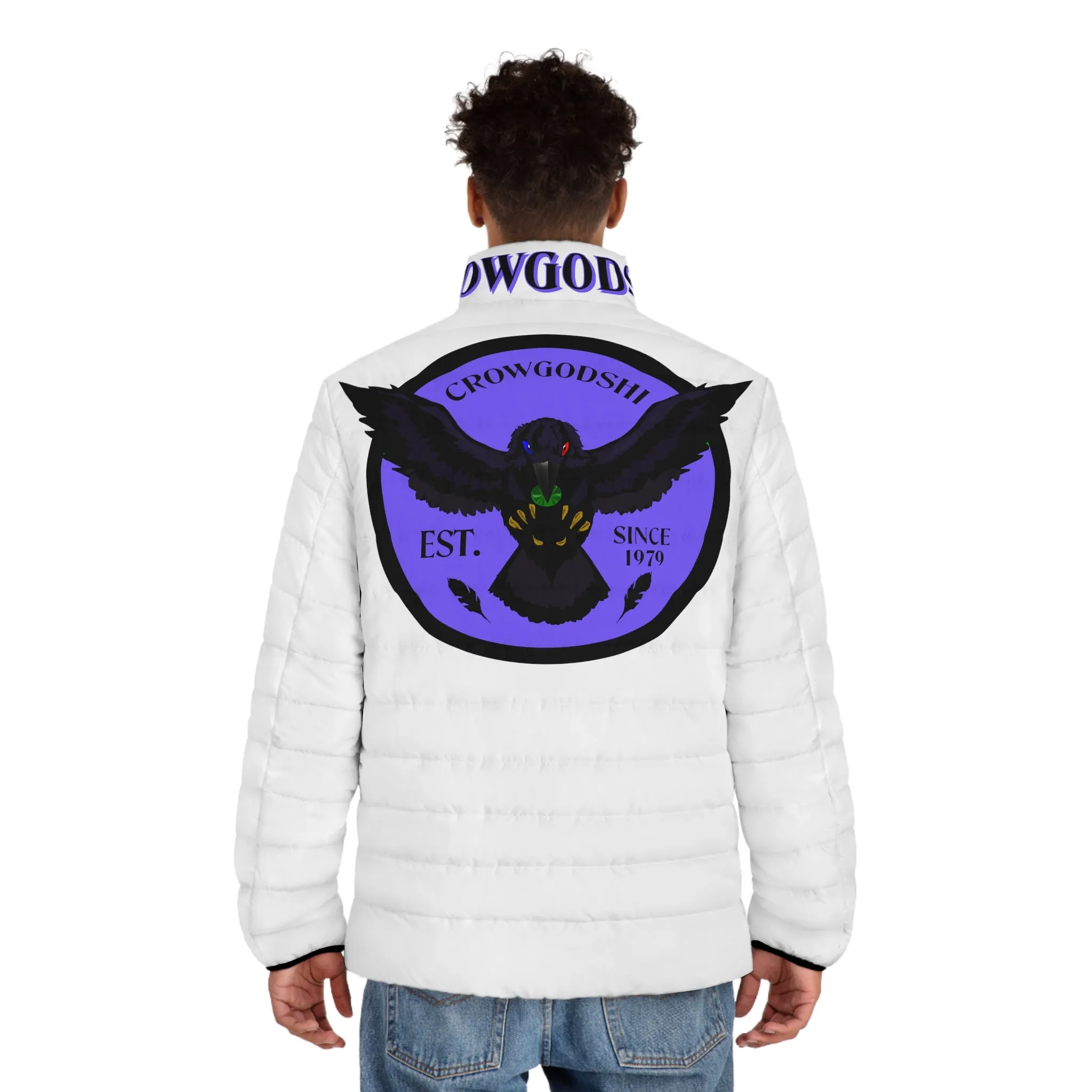 Men's 3rd GEN Puffer Jacket, WHITE W/ PURPLE LOGO