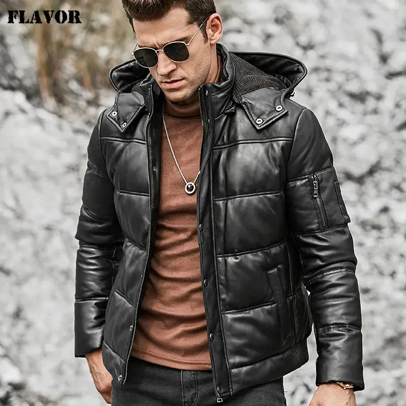 Men's Genuine Sheepskin Biker Leather Coat