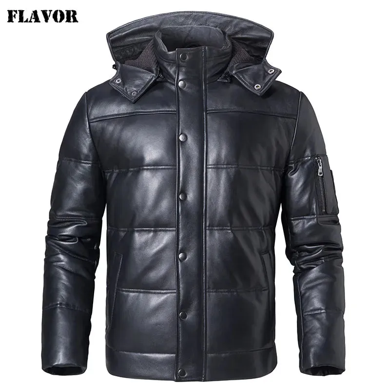 Men's Genuine Sheepskin Biker Leather Coat