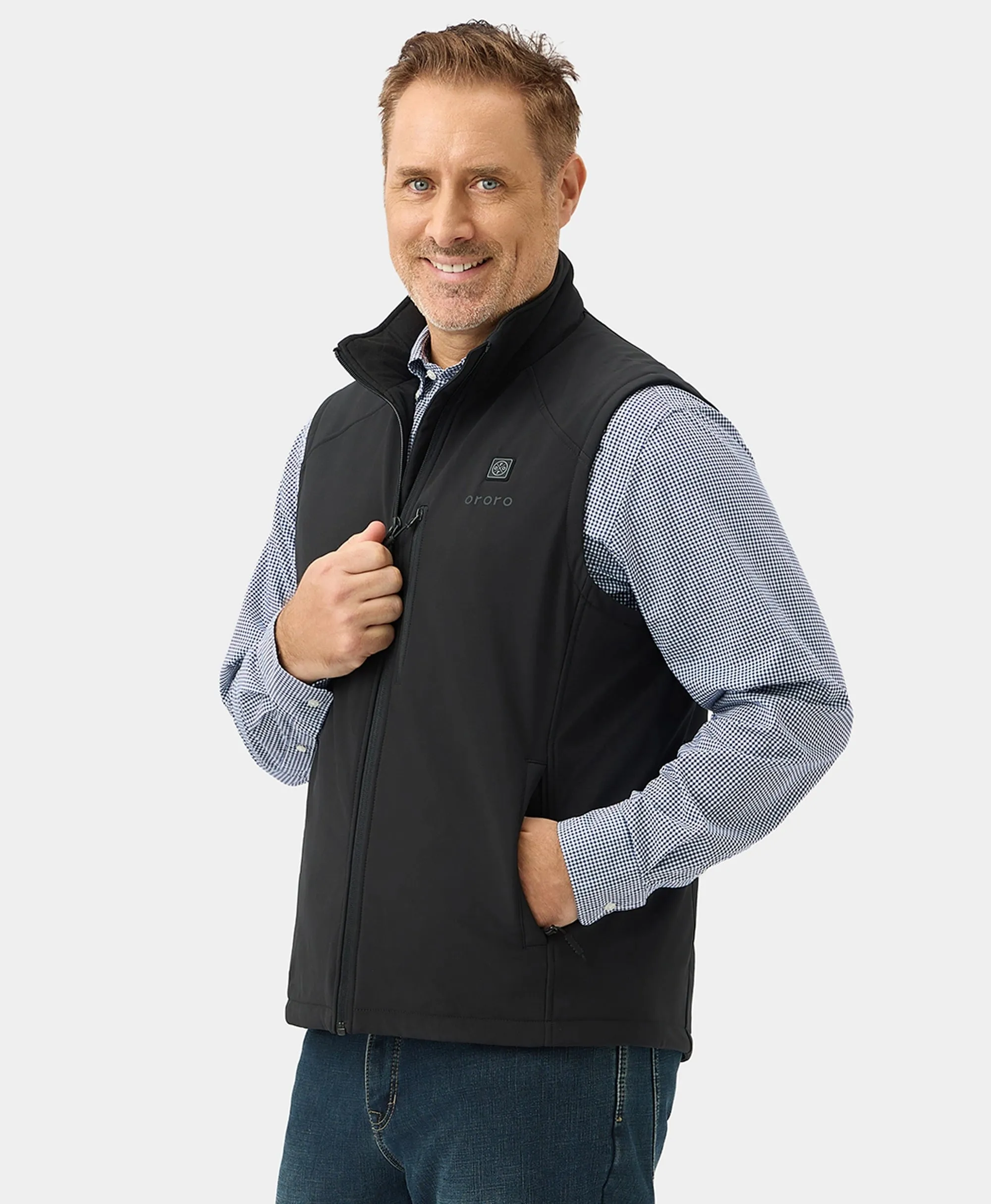 Men's Heated Softshell Vest - Black / Grey