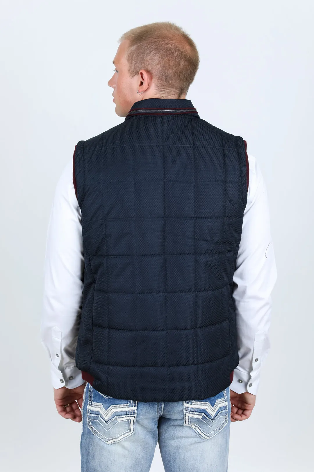 Men's Quilted Fur Lined Vest - Navy