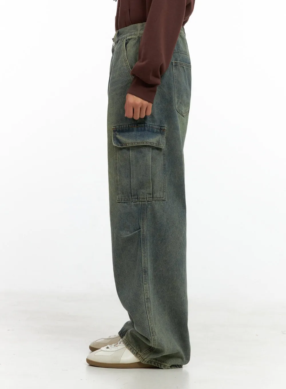 Men's Wide-Leg Cargo Jeans IN426