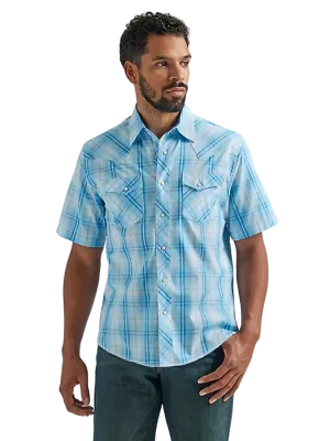 Men's Wrangler Fashion Snap Short Sleeve Western Snap Plaid Shirt