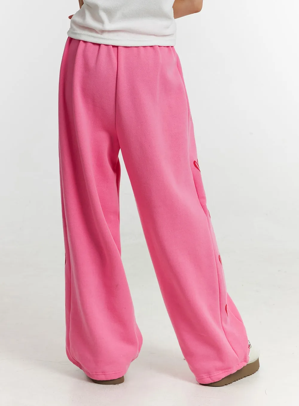 Mid-Waist Side Heart Parachute Jogger Lounge Pants ID313