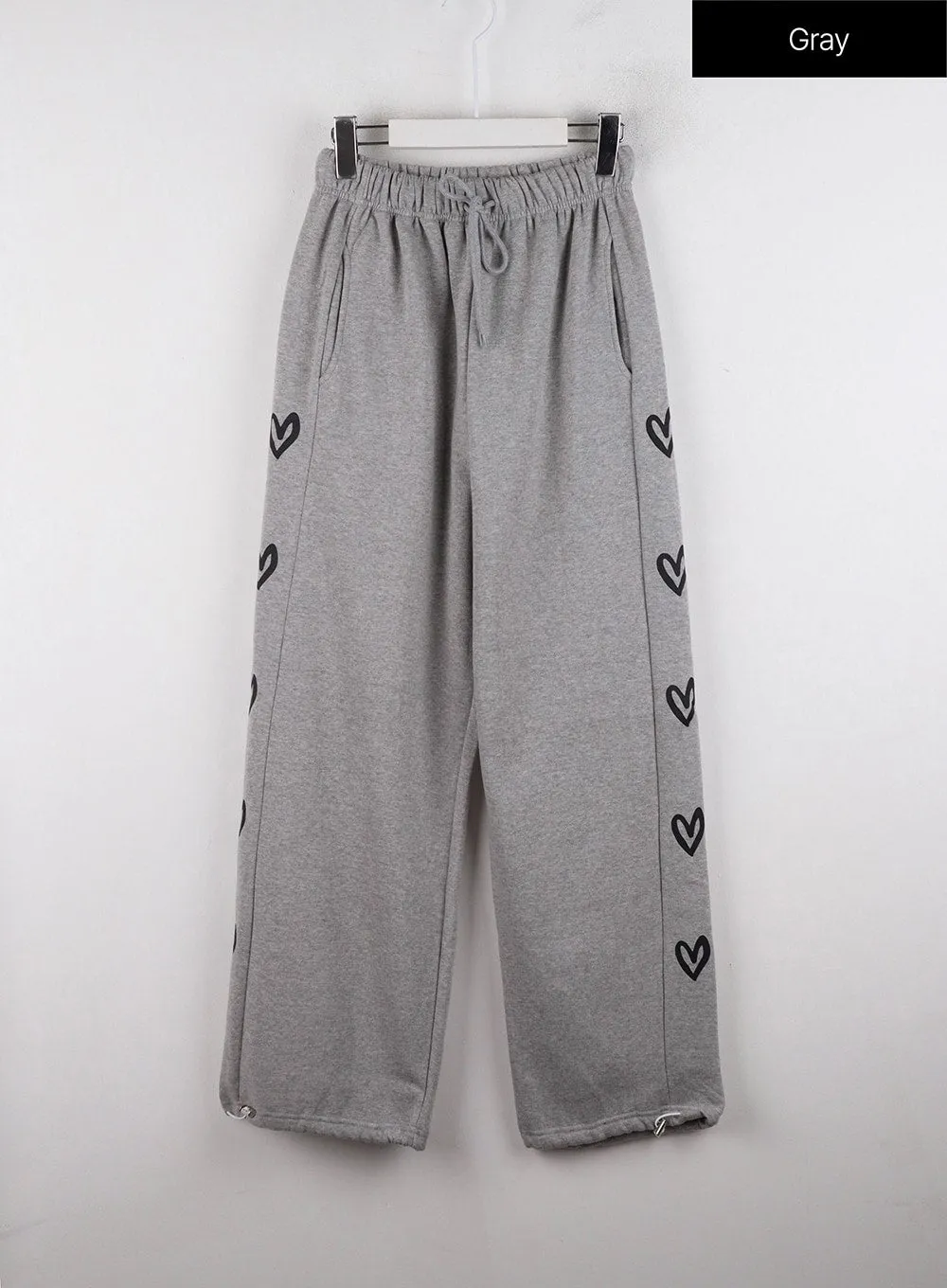 Mid-Waist Side Heart Parachute Jogger Lounge Pants ID313