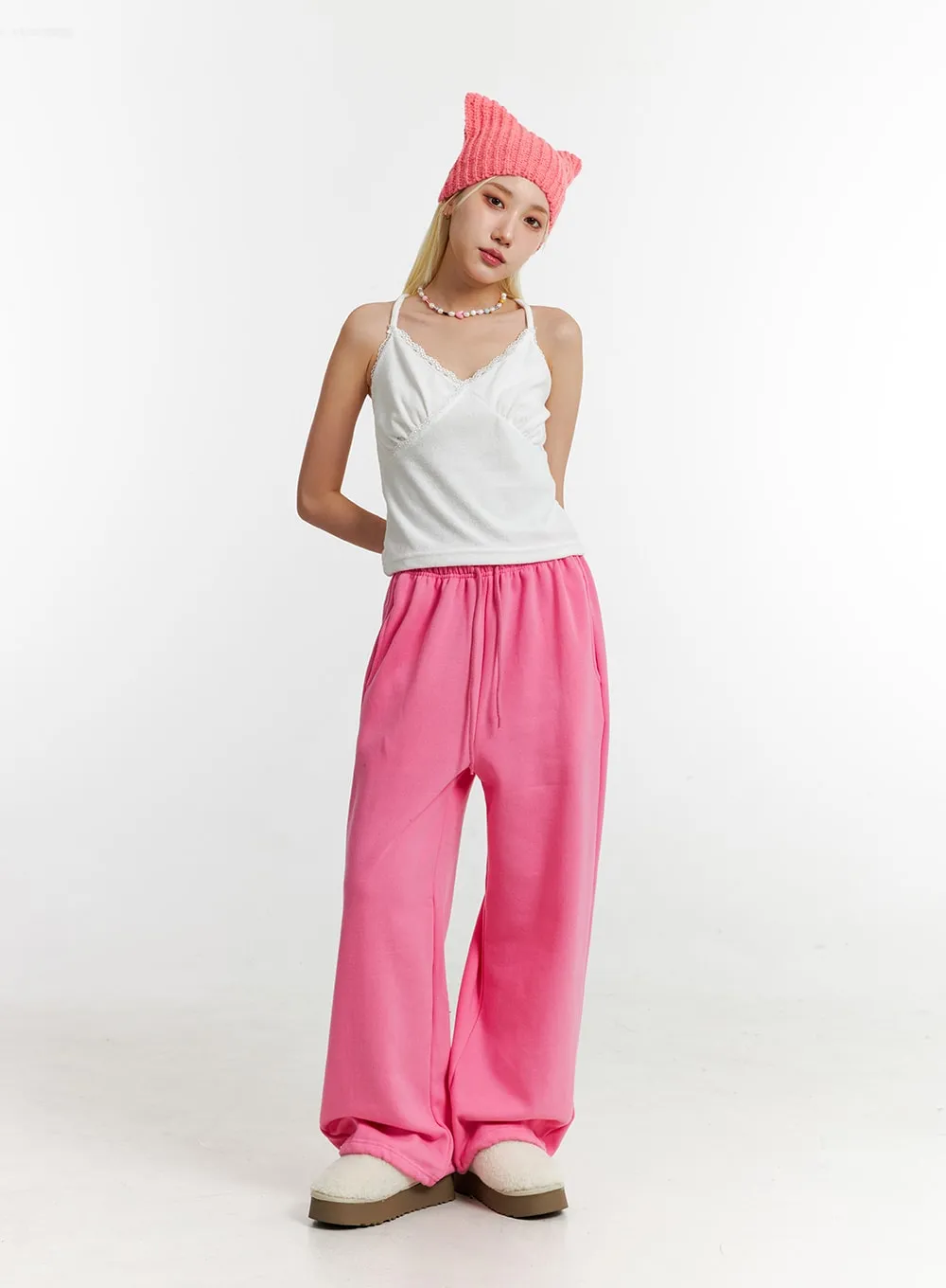 Mid-Waist Side Heart Parachute Jogger Lounge Pants ID313