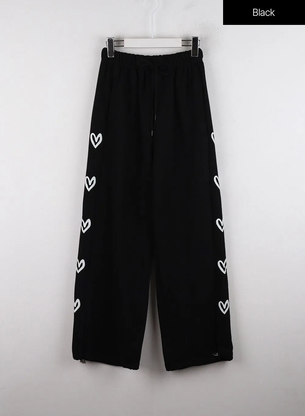 Mid-Waist Side Heart Parachute Jogger Lounge Pants ID313