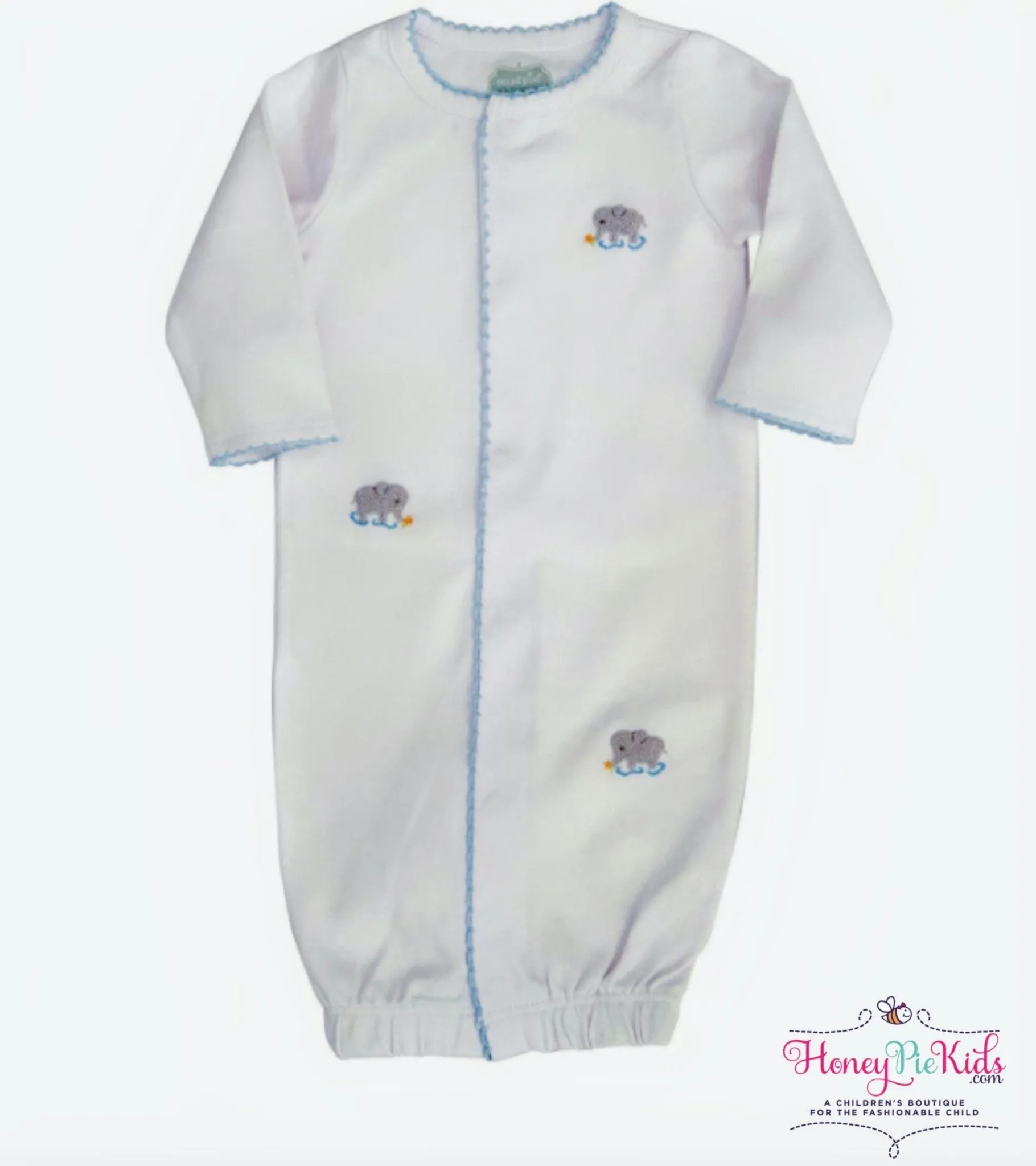 Mudpie Infant Boys French Knot Elephant Sleep Gown