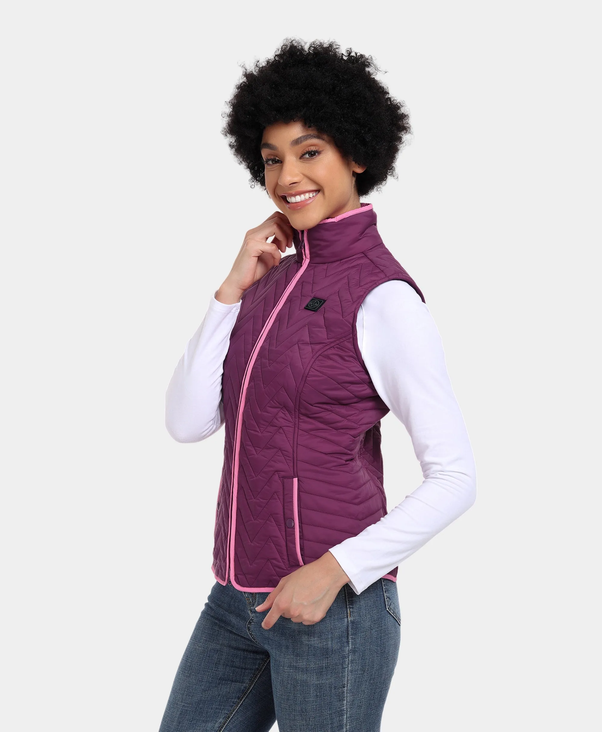 (Open-Box) Women's Heated Chevron Quilted Vest (Battery Set Not Included)