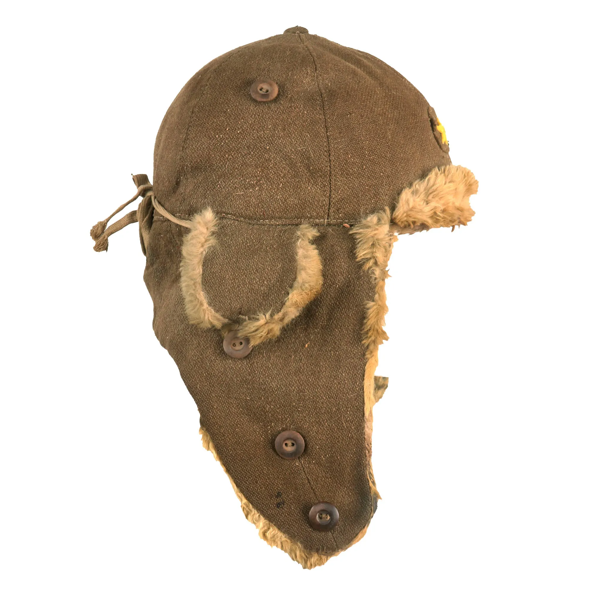 Original WWII Imperial Japanese Army EM/NCO Enlisted Winter Insulated Fur Cap