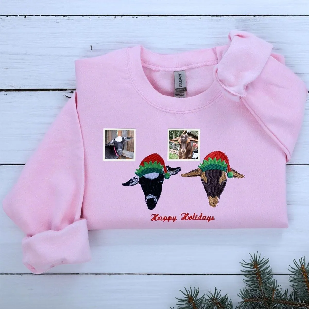 Personalized Pet Christmas Sweatshirt / Hoodie with Embroidered Photo,  Unique Pet Lover Gift