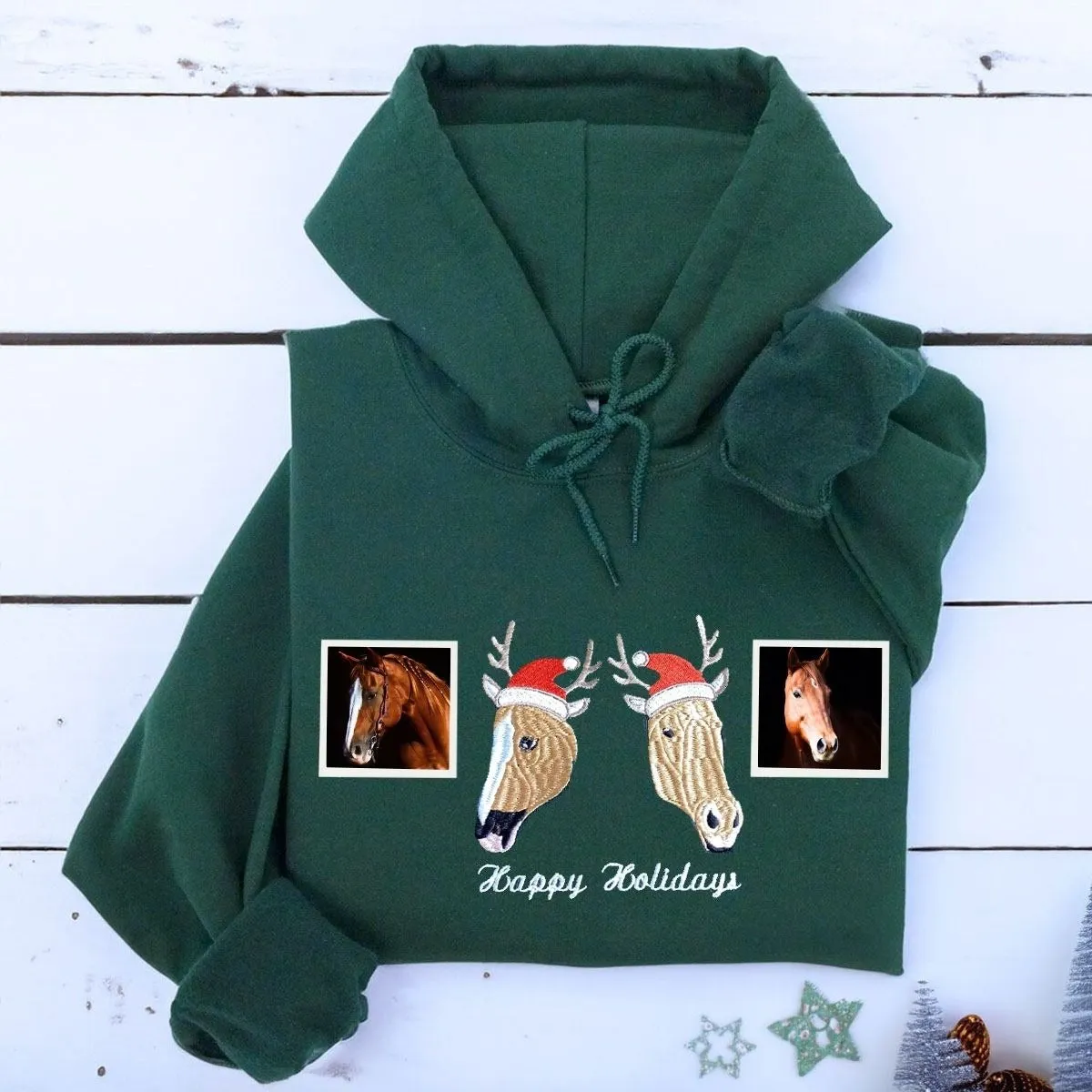 Personalized Pet Christmas Sweatshirt / Hoodie with Embroidered Photo,  Unique Pet Lover Gift