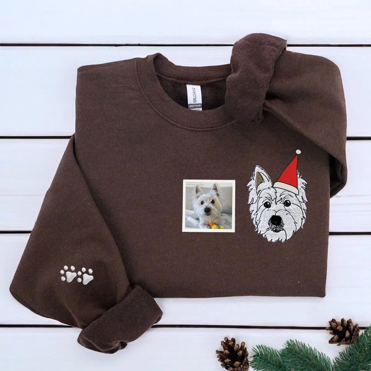 Personalized Pet Christmas Sweatshirt / Hoodie with Embroidered Photo,  Unique Pet Lover Gift