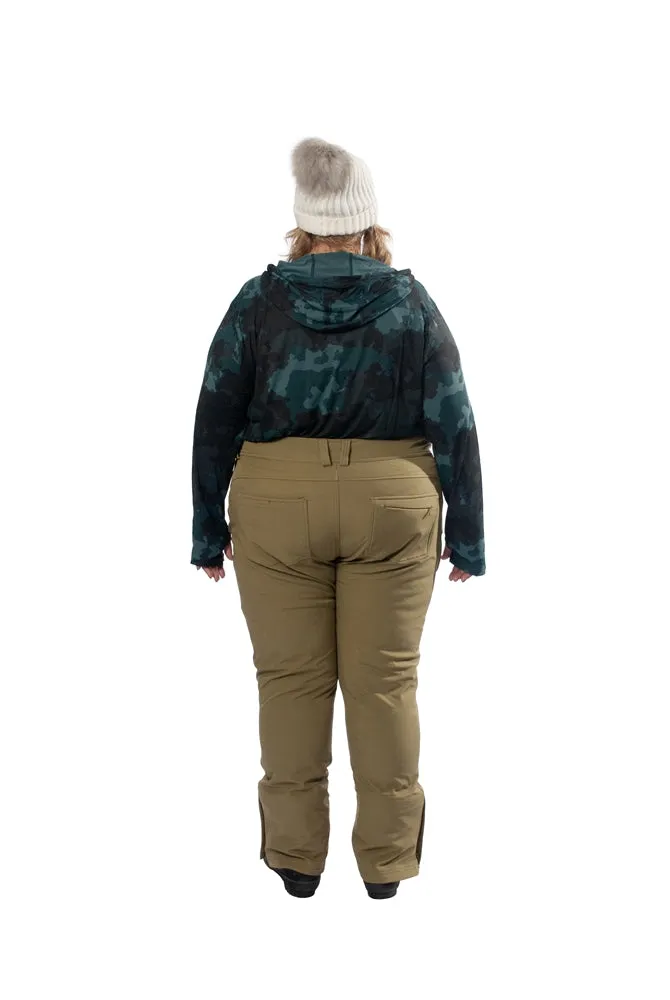 Plus Size Soft Shell Fleece Lined Stretch Snow Pants | Olive