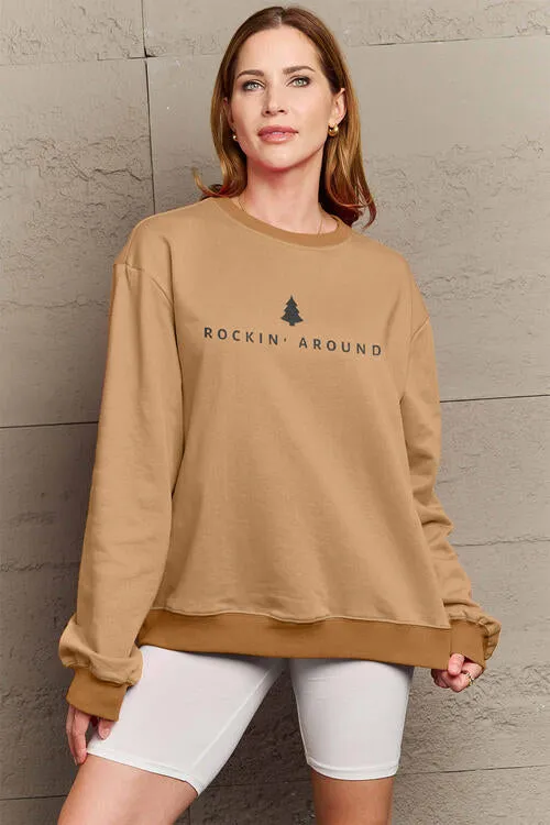 Simply Love Full Size ROCKIN AROUND  Long Sleeve Sweatshirt